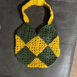 Handcrafted Green and Yellow Crochet Bag